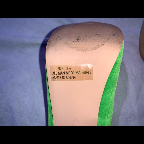 Velvet Lime Green Platform Stilettos - Picture 6 of 6